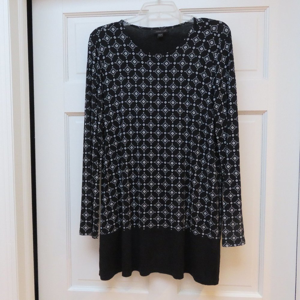 CLEARANCE J. Jill Wearever black gray and white print long sleeve tunic M